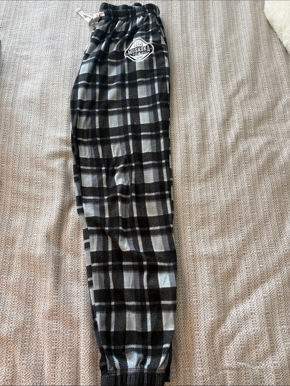 Muskoka Bear Wear Black & Gray Plaid Fleece Pajama Pants